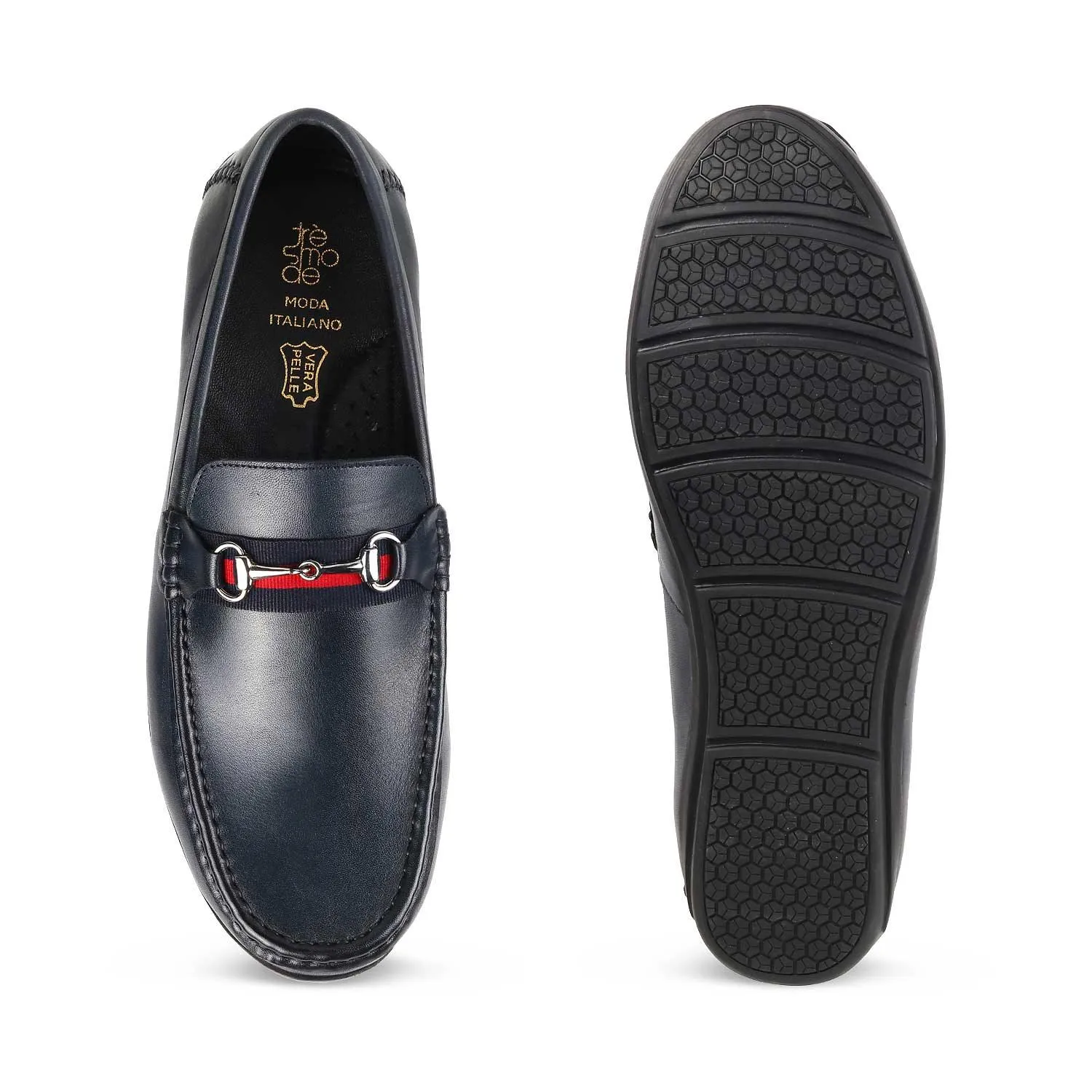 The Crada Blue Men's Leather Loafers