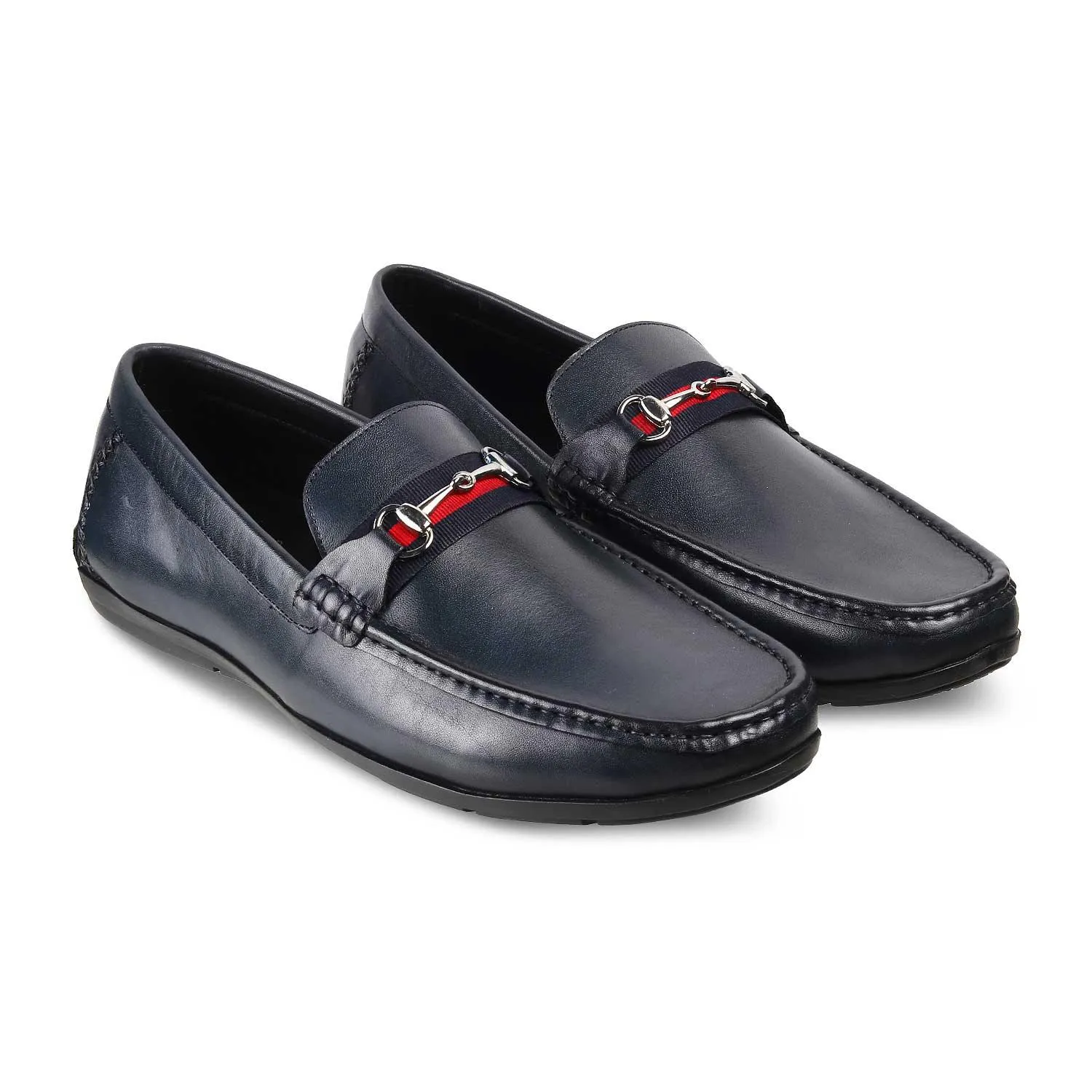 The Crada Blue Men's Leather Loafers