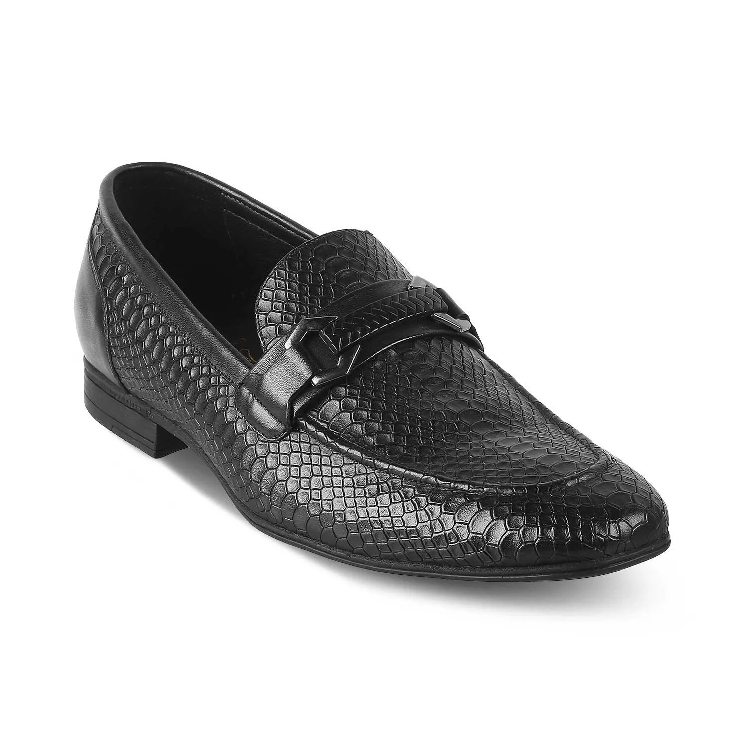 The Cytom Black Men's Leather Loafers