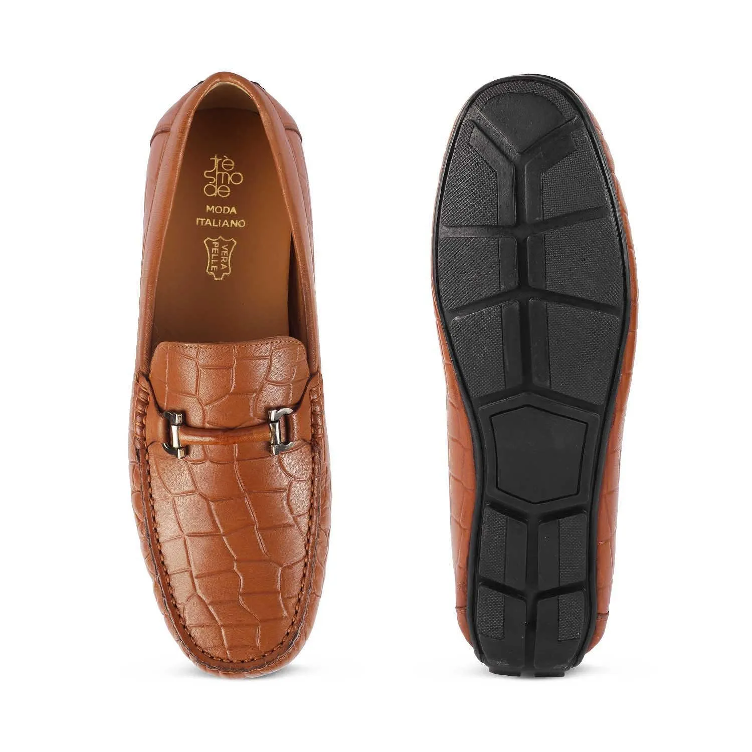 The Docks Tan Men's Leather Driving Loafers Tresmode