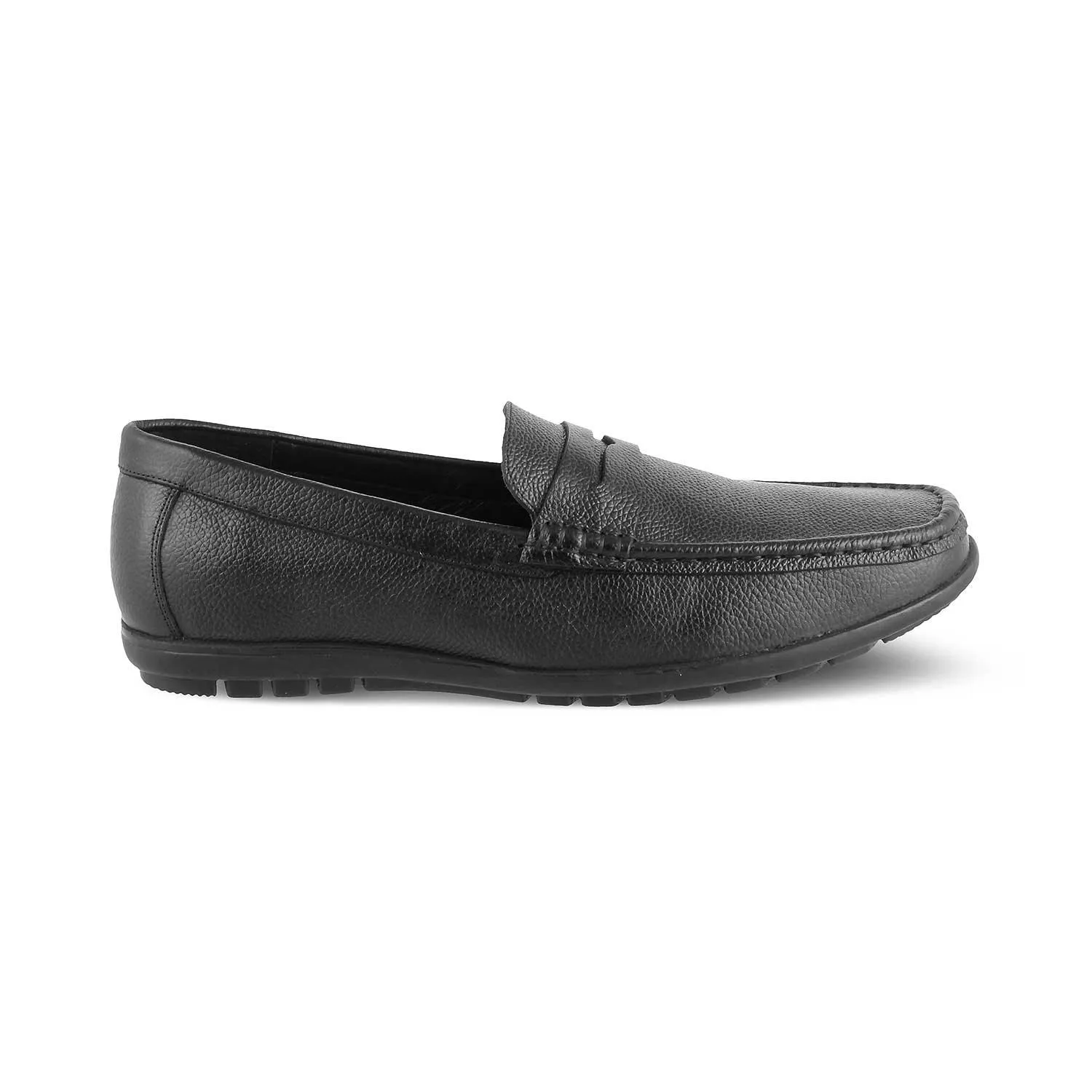 The Lemec Black Men's Leather Penny Loafers Tresmode