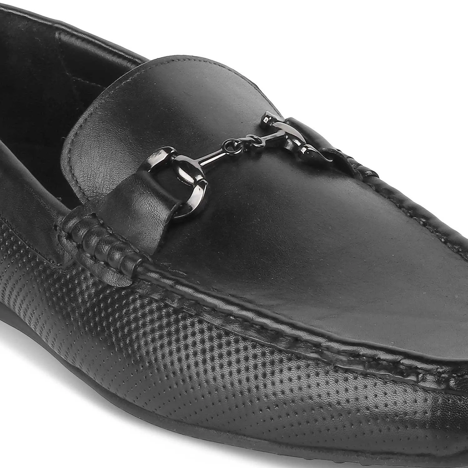 The Otter Black Men's Leather Driving Loafers Tresmode