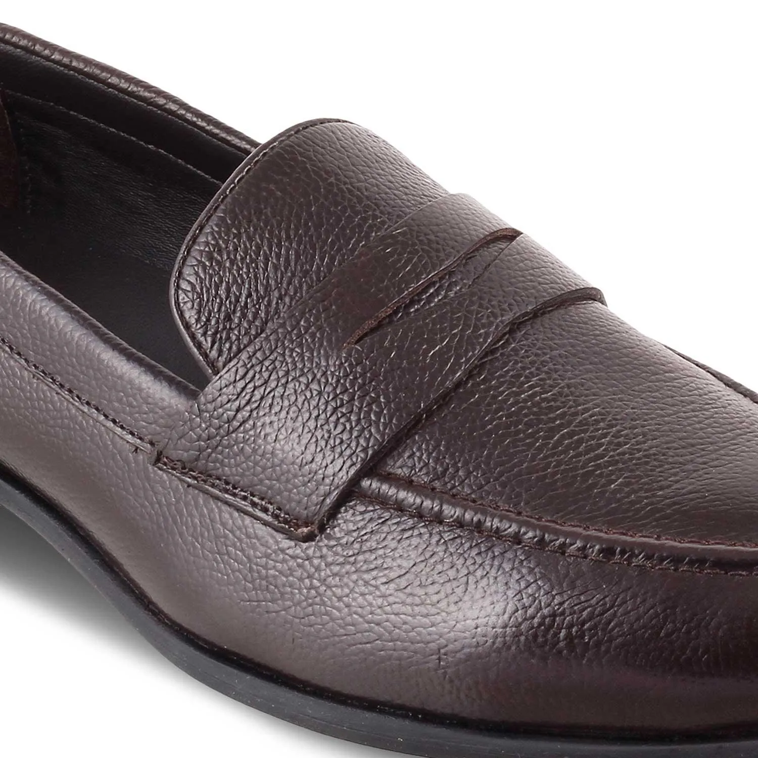 The Paris Brown Men's Leather Penny Loafers Tresmode