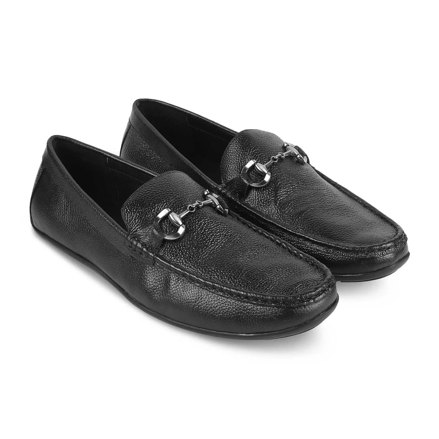 The Rosee Black Men's Leather Driving Loafers Tresmode