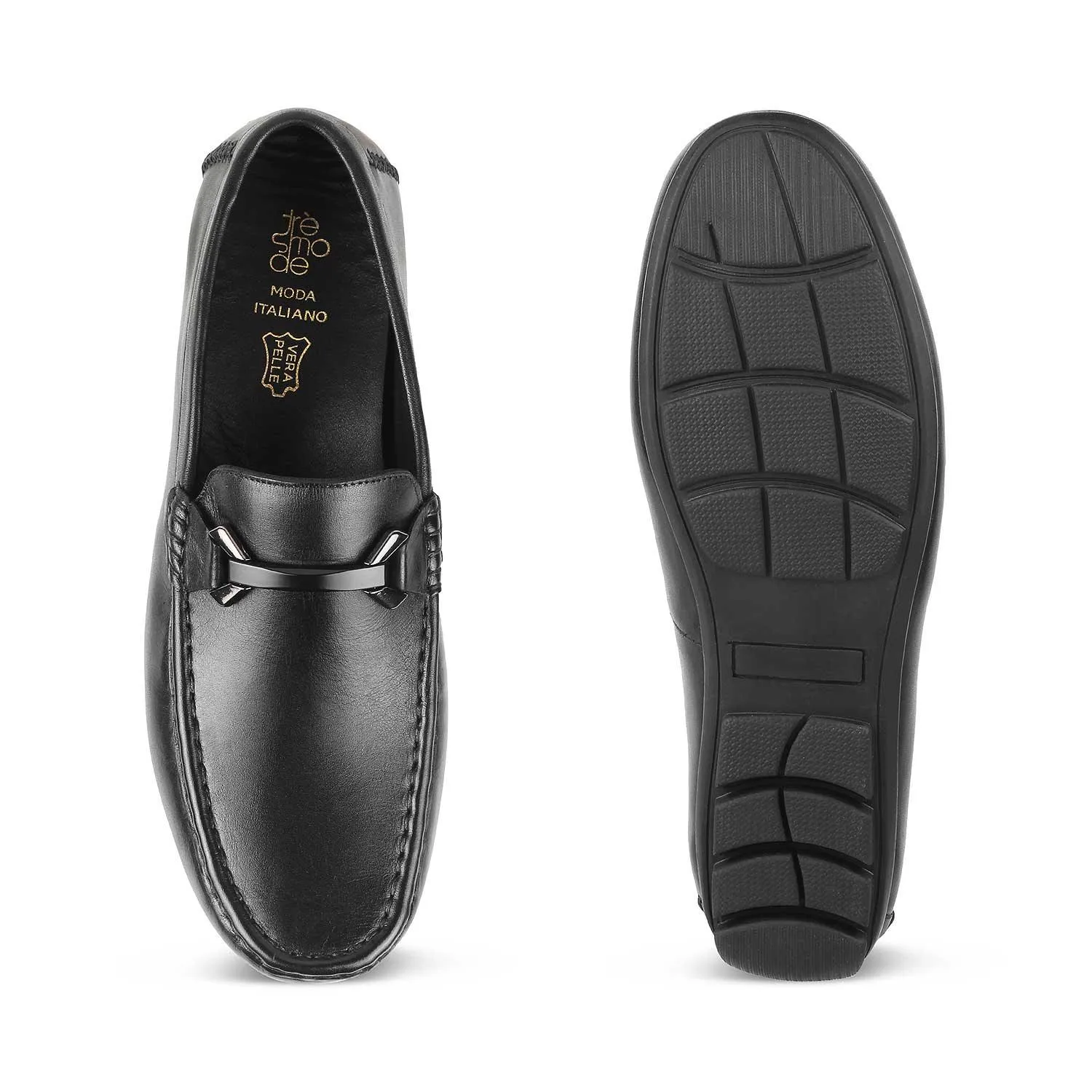 The Sobuck Black Men's Leather Driving Loafers Tresmode