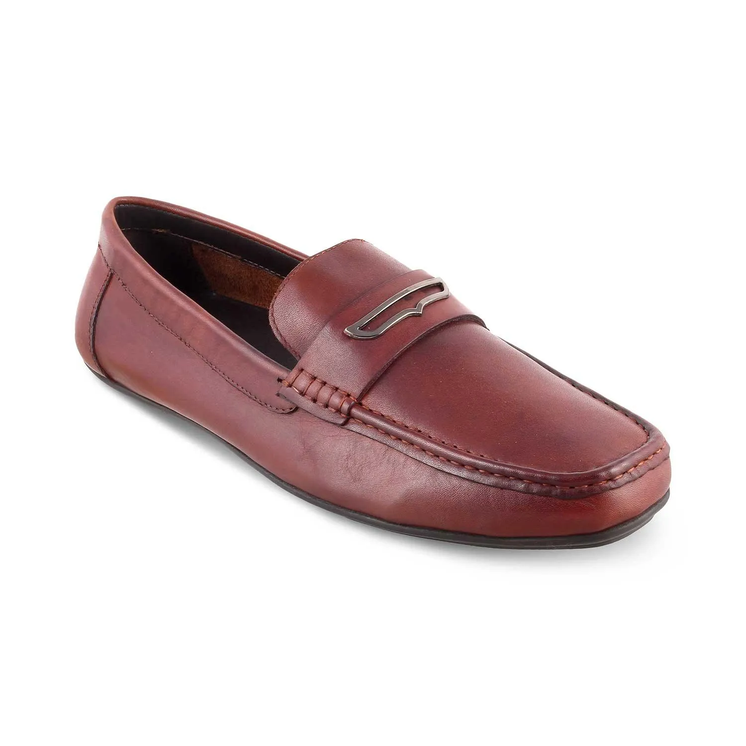 The Yodry Tan Men's Leather Driving Loafers Tresmode