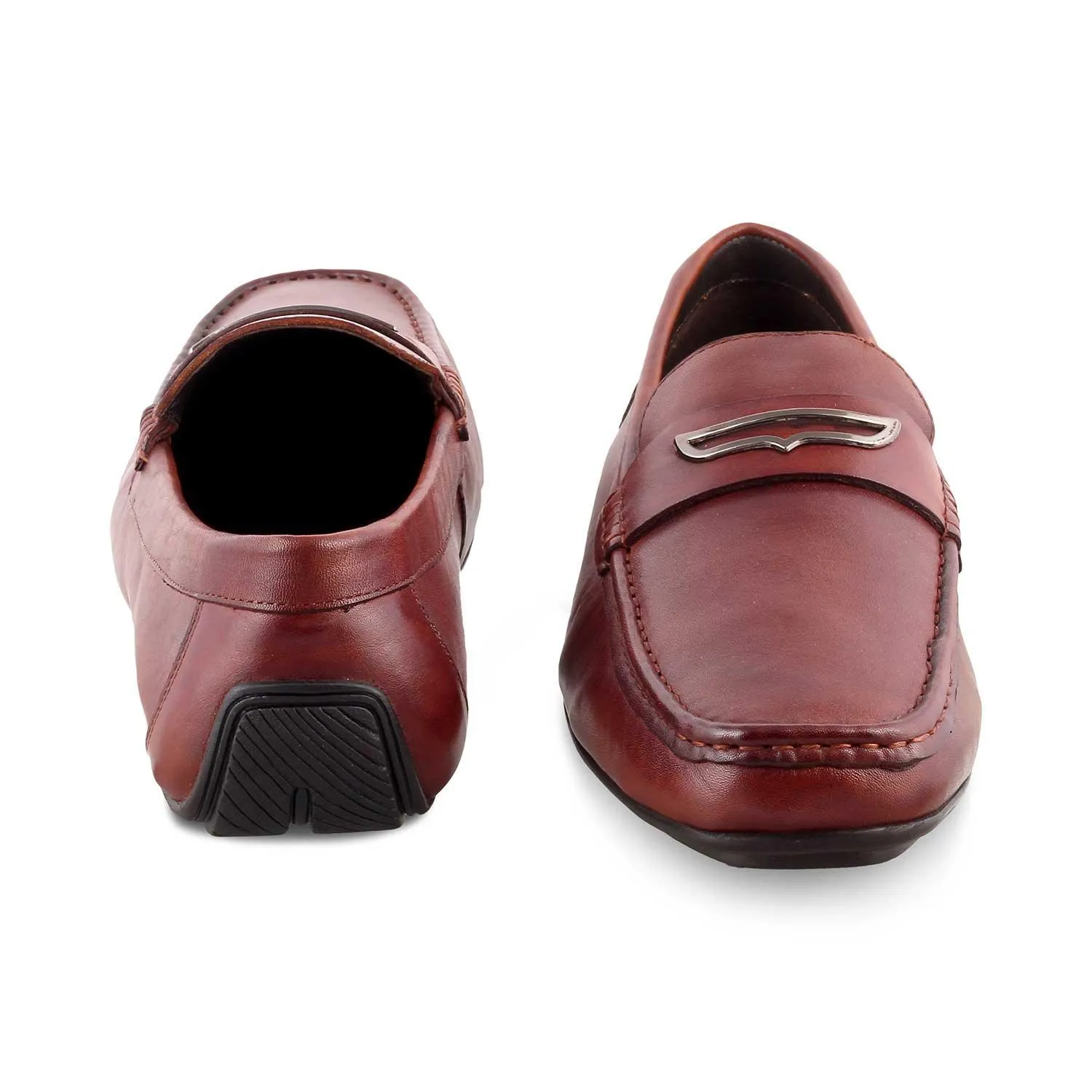 The Yodry Tan Men's Leather Driving Loafers Tresmode