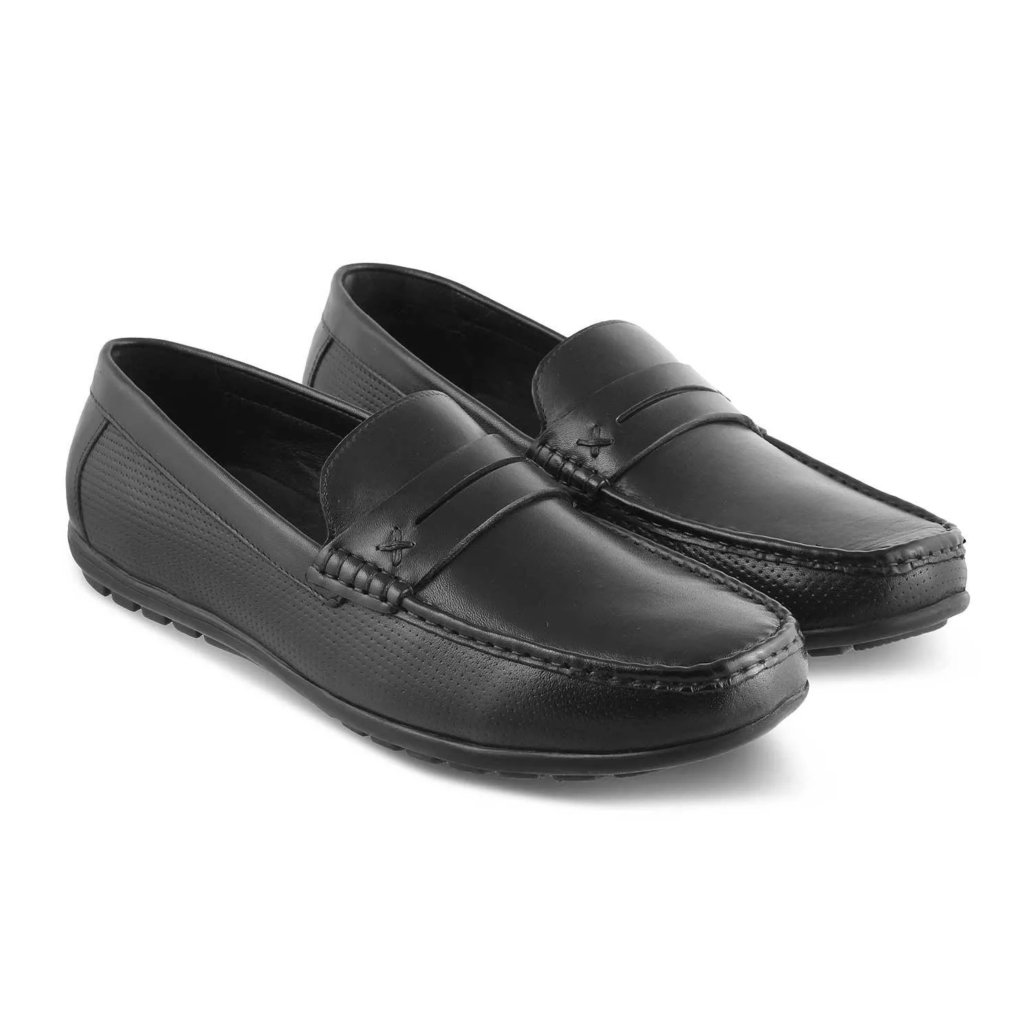 The Yolof Black Men's Leather Loafers Tresmode