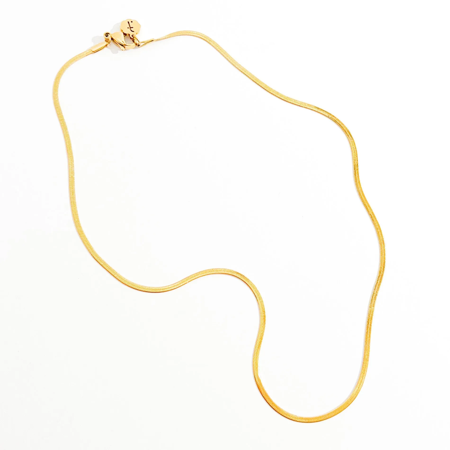 Thin Herringbone Necklace in Gold