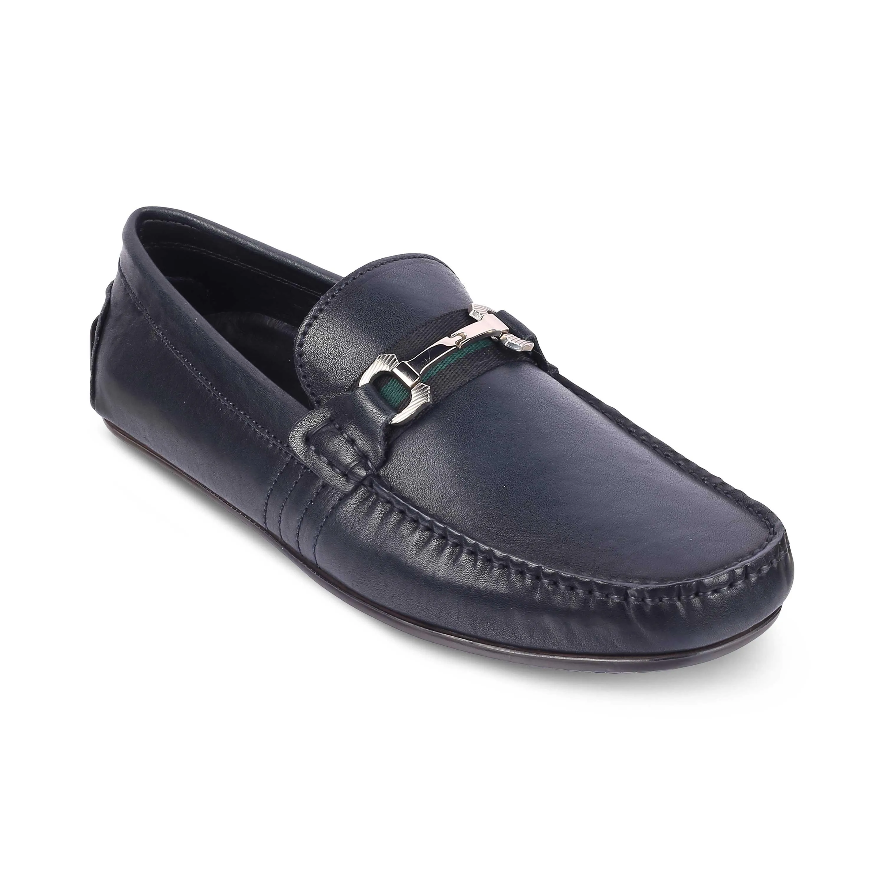 Tresmode Leavre Blue Men's Leather Driving Loafers