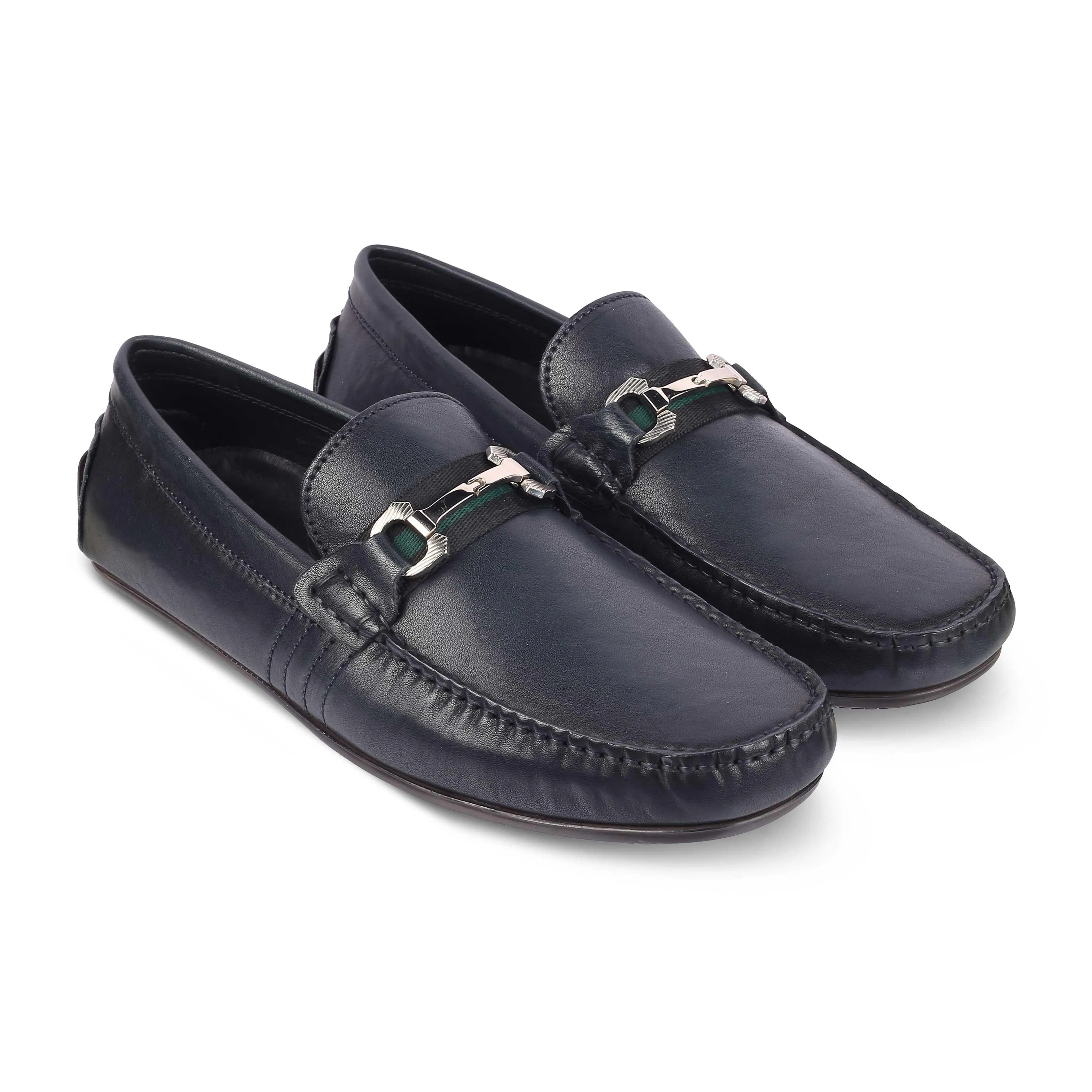 Tresmode Leavre Blue Men's Leather Driving Loafers