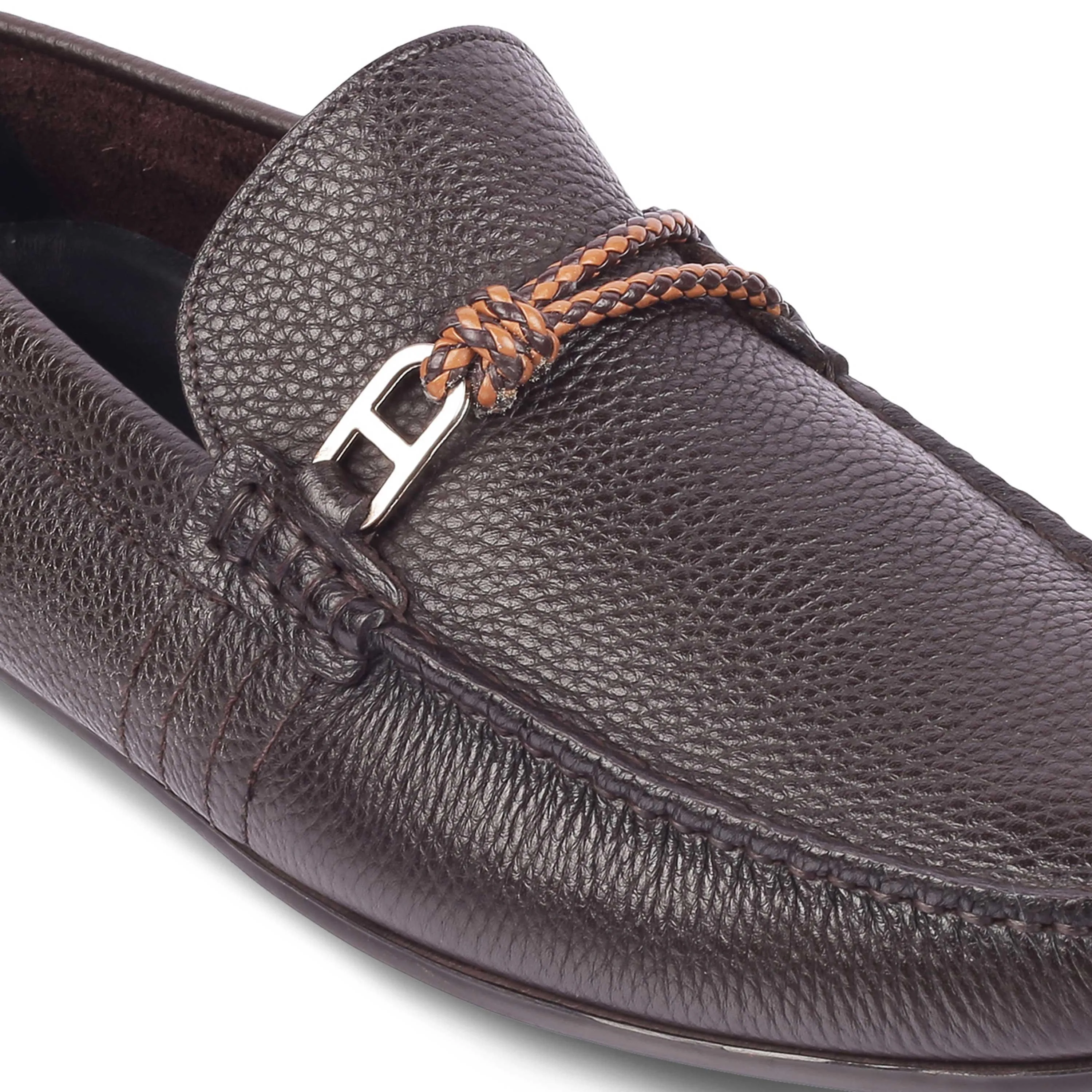 Tresmode Monoc Brown Men's Leather Driving Loafers