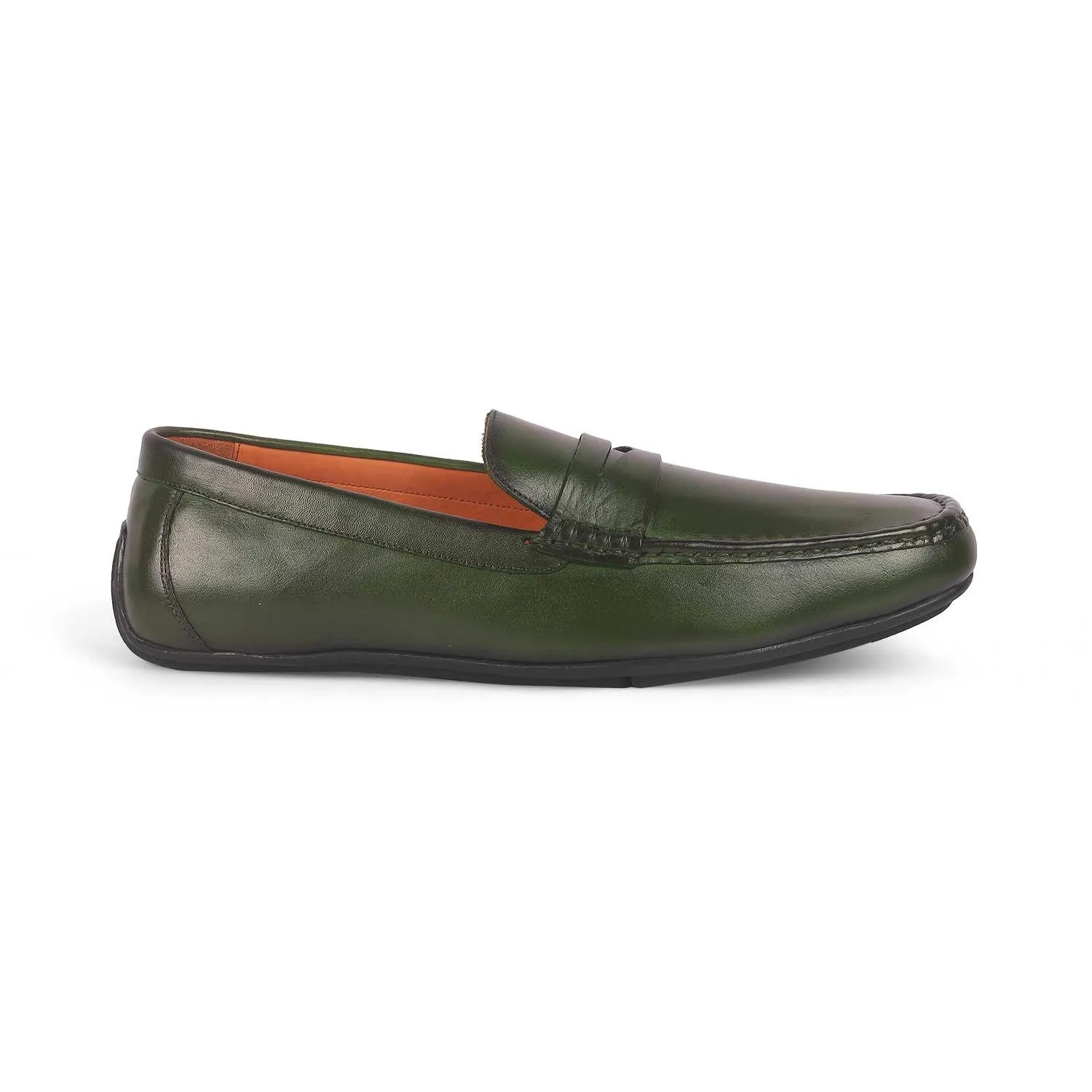 Tresmode Monto Green Men's Leather Penny Driving Loafers