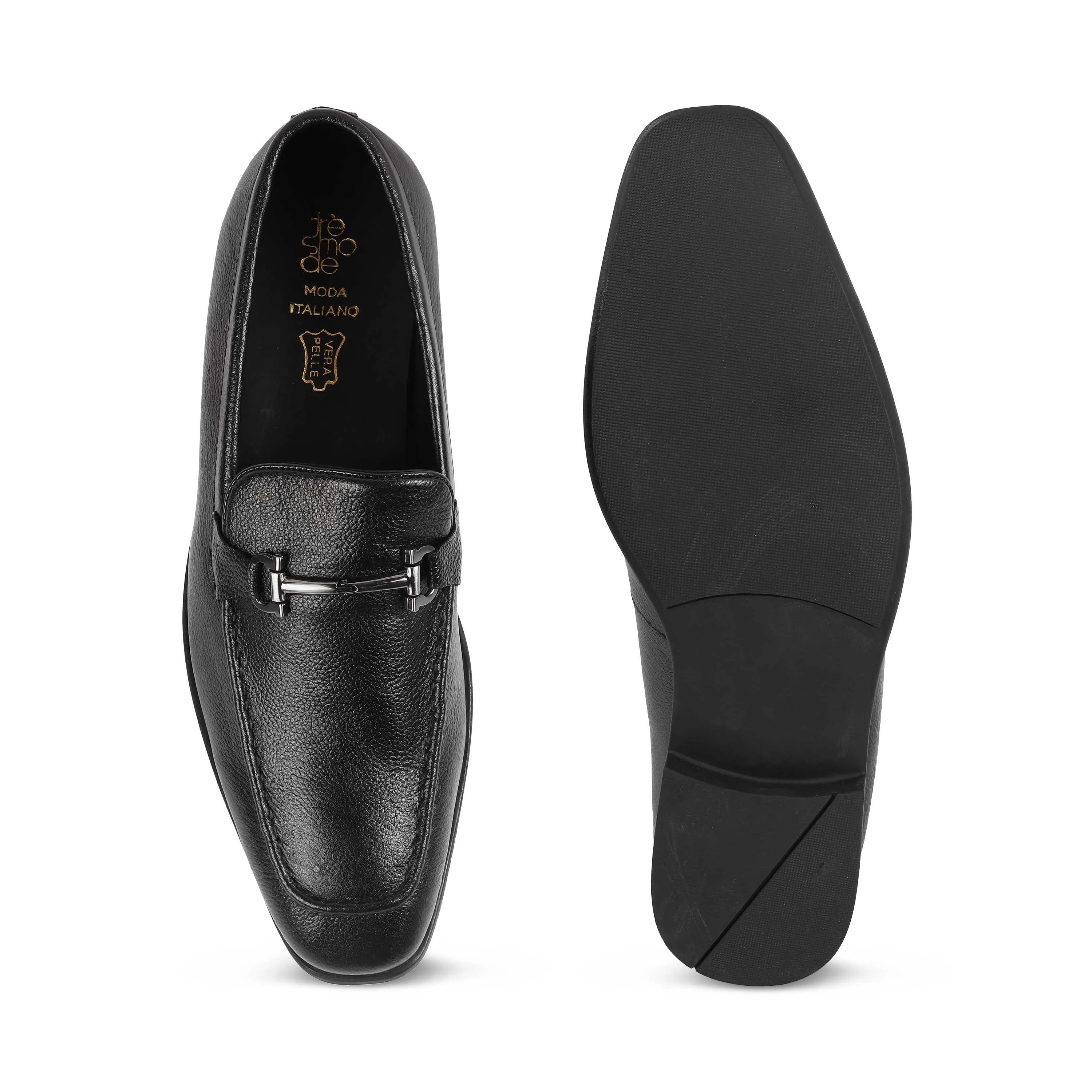 Tresmode Umac Black Men's Leather Loafers