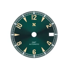 Watch Dial: GMT Alpine Sunburst Green