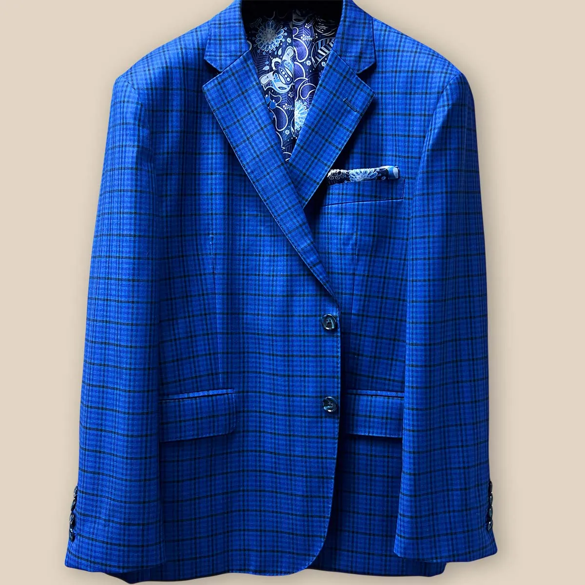 Westwood Hart Royal Blue with Black Grid Checks Men's Sportcoat