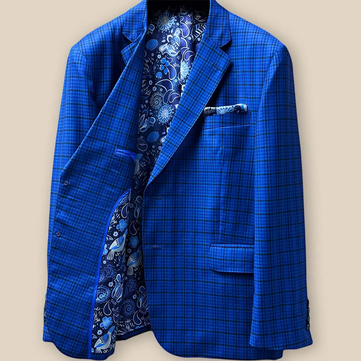 Westwood Hart Royal Blue with Black Grid Checks Men's Sportcoat