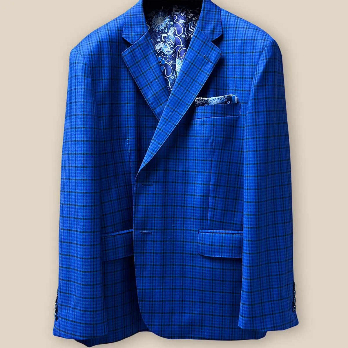 Westwood Hart Royal Blue with Black Grid Checks Men's Sportcoat